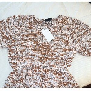 Zara Brown and Cream Knit Cardigan Sz Medium
